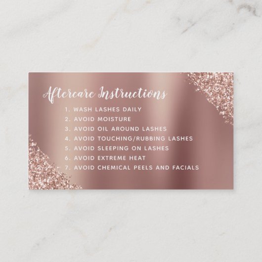 アフターケアの指示まつげバラ金ゴールド 名刺 (裏面)