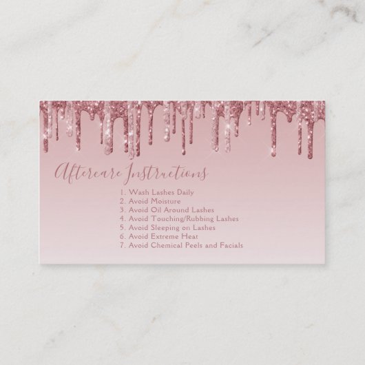 アフターケアの指示まつげバラ金ゴールド 名刺 (裏面)