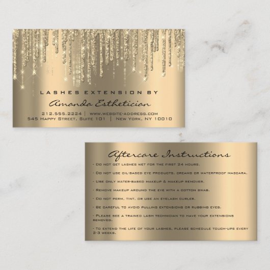 アフターケアの指示まつげ延長ドリップ 名刺 (正面/裏面)