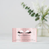 アフターケアの指示まつ毛バラピンクの目 名刺 (スタンド正面)