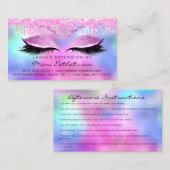 アフターケアの指示まつ毛バラピンクドリップ 名刺 (正面/裏面)