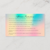 アフターケアの指示まつ毛ピンクグラデーションの目 名刺 (裏面)