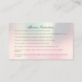 アフターケアの指示まつ毛ピンクパールアイ 名刺 (裏面)