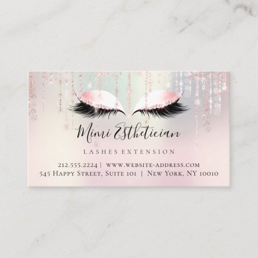 アフターケアの指示まつ毛ピンクパールアイ 名刺 (正面)