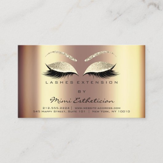 アフターケアの指示を点滅させる拡張セピア金ゴールド 名刺 (正面)