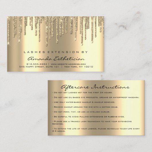 アフターケアの指示を点滅させる拡張Dips金ゴールド 名刺 (正面/裏面)