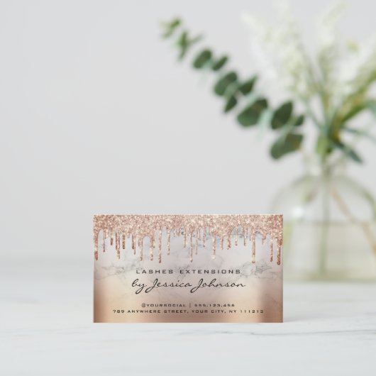 アフターケアの指示タンブロンズグリッタードリップ 名刺 (スタンド正面)