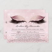 アフターケアの指示ピンク赤面ゴル赤面メイクアップ 招待状 (正面/裏面)