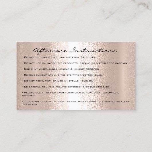 アフターケアの指示ブロウズロゴクラウンマイクロブレード 名刺 (裏面)