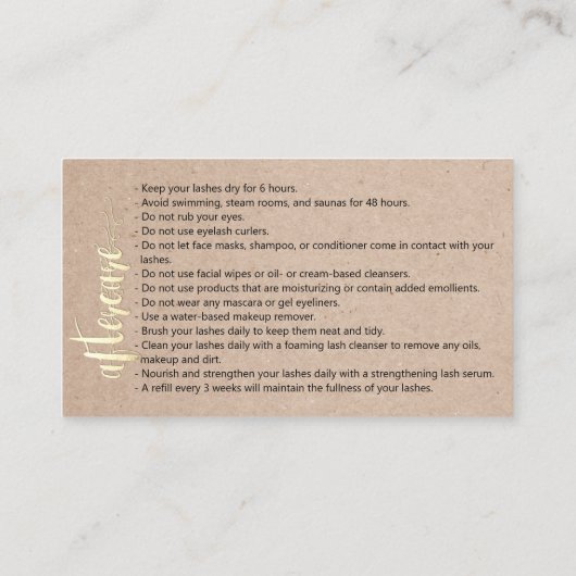 アフターケアの指示ブローマイクロブレードクラフト 名刺 (裏面)