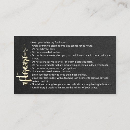 アフターケアの指示ブローマイクロブレードブラックブシン 名刺 (裏面)