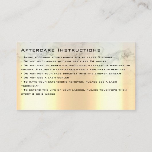 アフターケアの指示ラグジュアリー金ゴールドグリッター 名刺 (裏面)