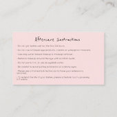 アフターケアの指示ラッシュカーブ金ゴールドピンク 名刺 (裏面)