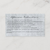 アフターケアの指示ラッシュスタジオスモーキーブルー 名刺 (裏面)