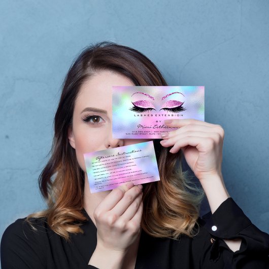 アフターケアの指示ラッシュスタジオピンクスモール 名刺