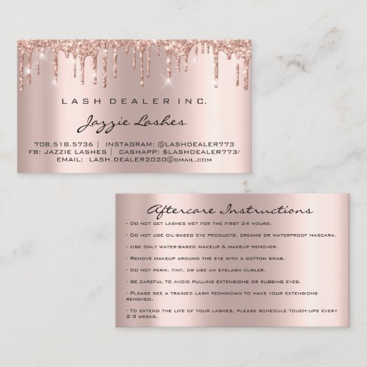 アフターケアの指示ラッシュディールバラ赤面ドリンク 名刺 (正面/裏面)