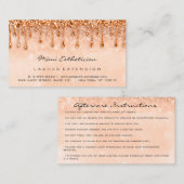 アフターケアの指示ラッシュドリップメイクアップ銅 名刺 (正面/裏面)