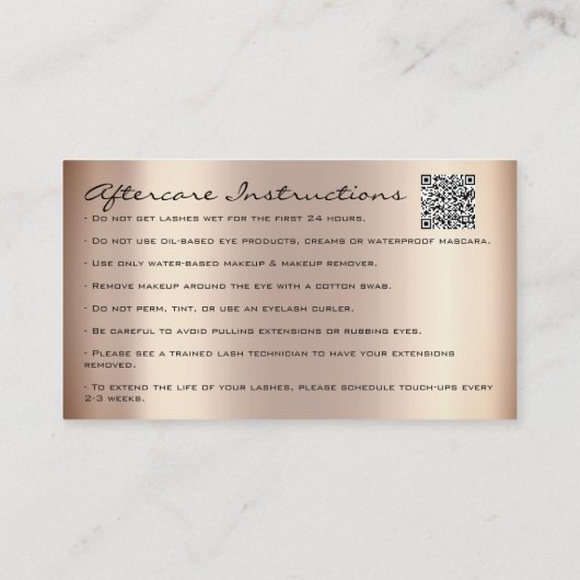 アフターケアの指示ラッシュバラはQRコードを乾燥 名刺 (裏面)