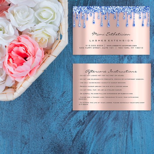 アフターケアの指示ラッシュバラドリップメイクアップブルー 名刺