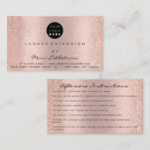 アフターケアの指示ラッシュバラピンクグリッターロゴ 名刺 (正面/裏面)