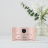 アフターケアの指示ラッシュバラピンクグリッターロゴ 名刺 (スタンド正面)