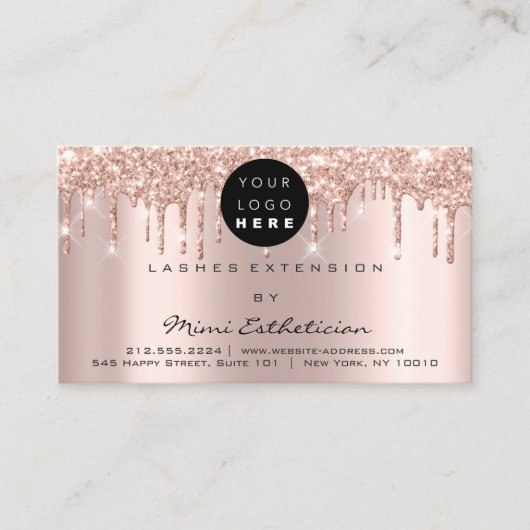 アフターケアの指示ラッシュバラ金ゴールドドリップロゴ 名刺 (正面)