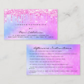 アフターケアの指示ラッシュピンクのグリッタードリップ 名刺 (正面/裏面)