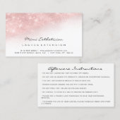 アフターケアの指示ラッシュピンクグリッター白 名刺 (正面/裏面)