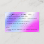 アフターケアの指示ラッシュピンクドリップホログラフ 名刺 (裏面)