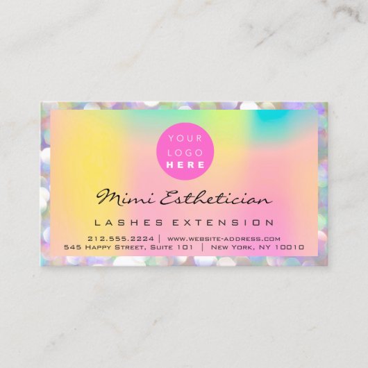 アフターケアの指示ラッシュピンクホログラフロゴ 名刺 (正面)