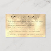 アフターケアの指示ラッシュメタルルクス金ゴールド 名刺 (裏面)