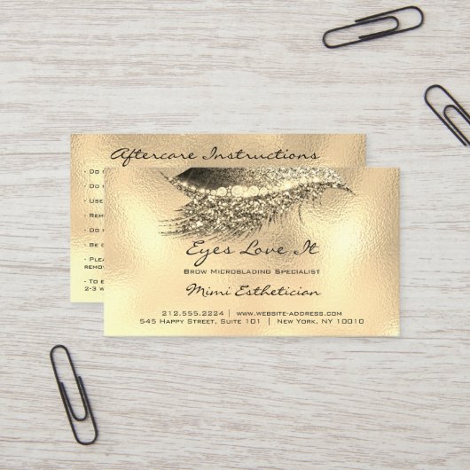 アフターケアの指示ラッシュメタルルクス金ゴールド 名刺 (正面/裏面インサイチュ)