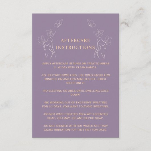 アフターケアの指示ロゴ女性体紫 アドバイスカード (正面)