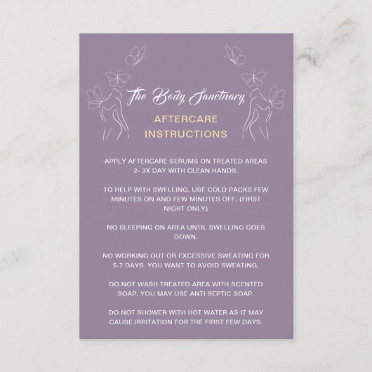 アフターケアの指示ロゴ女性体紫 アドバイスカード (正面)