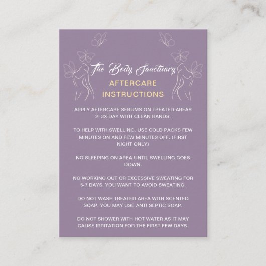 アフターケアの指示ロゴ女性体紫 名刺 (正面)