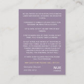 アフターケアの指示ロゴ女性体紫 名刺 (裏面)