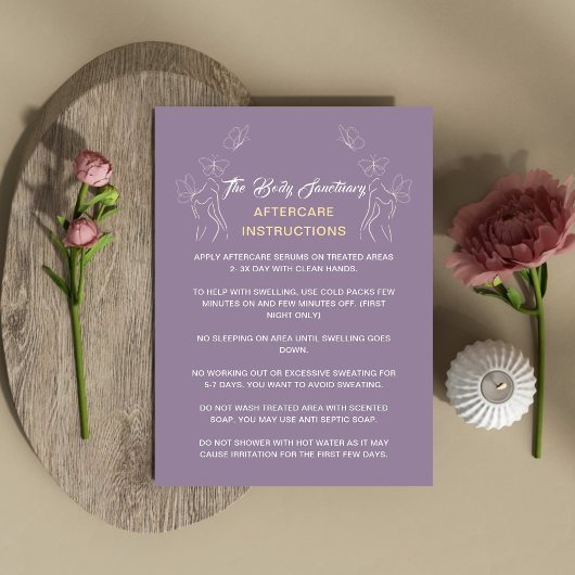 アフターケアの指示ロゴ女性体紫 名刺