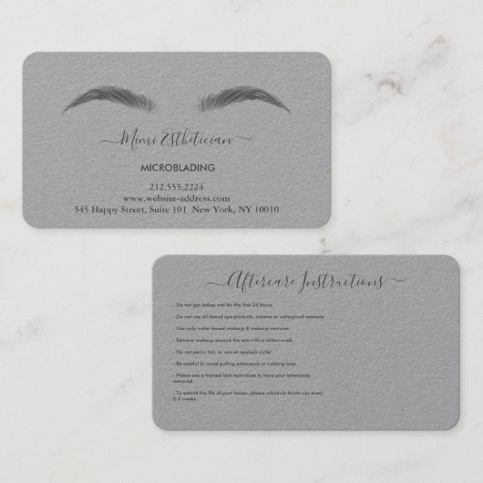 アフターケアの指示眉毛Rosマイクロブレードロゴ 名刺 (正面/裏面)