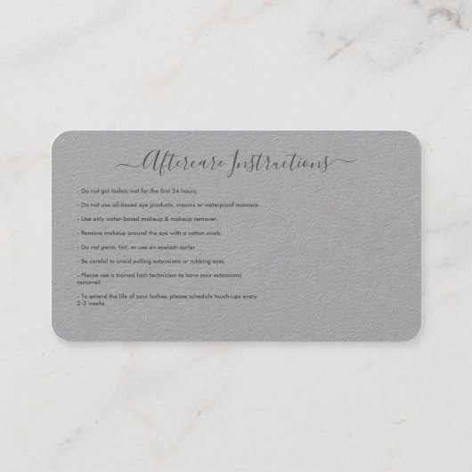 アフターケアの指示眉毛Rosマイクロブレードロゴ 名刺 (裏面)