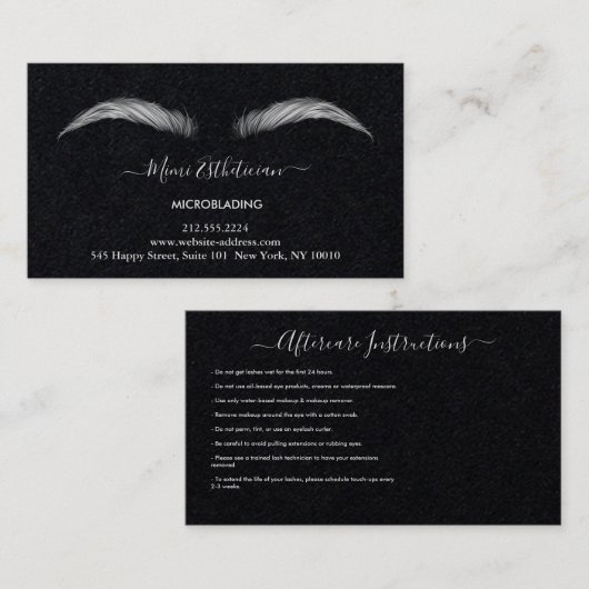 アフターケアの指示眉毛Rosマイクロブレードロゴ 名刺 (正面/裏面)