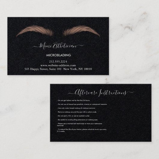 アフターケアの指示眉毛Rosマイクロブレードロゴ 名刺 (正面/裏面)