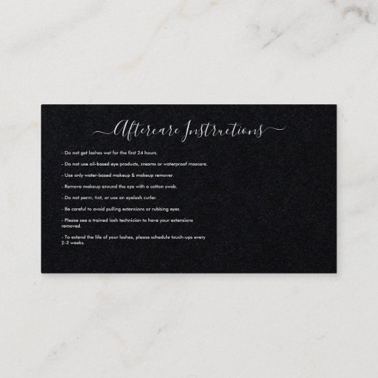 アフターケアの指示眉毛Rosマイクロブレードロゴ 名刺 (裏面)