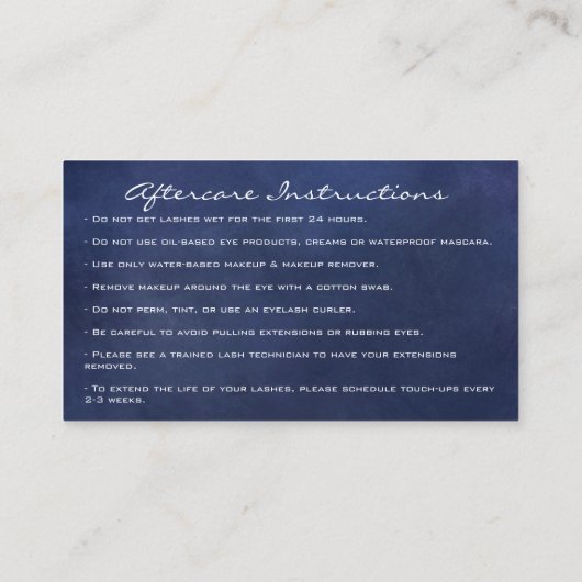 アフターケアの指示Lash Blue Navy Gray Drips 名刺 (裏面)