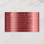 アフターケアの指示Lash Burgundyドリップ紙吹雪 名刺 (裏面)