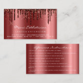 アフターケアの指示Lash Burgundy Drips金ゴールド 名刺 (正面/裏面)