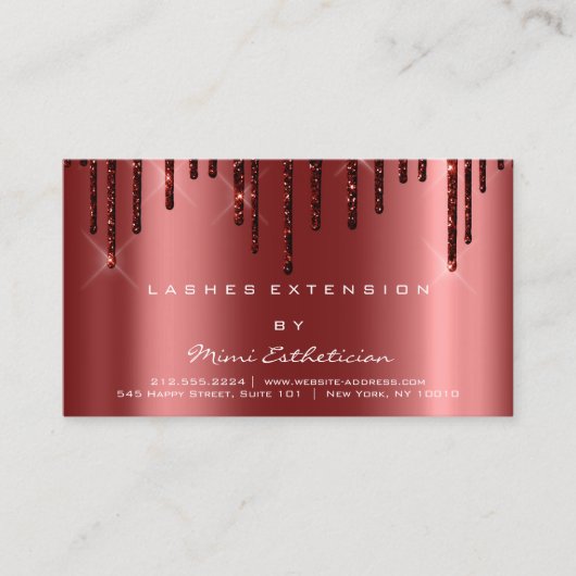 アフターケアの指示Lash Burgundy Drips Spark 名刺 (正面)
