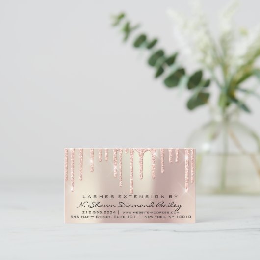 アフターケアの指示Lash Extension Pearly Drips 名刺 (スタンド正面)