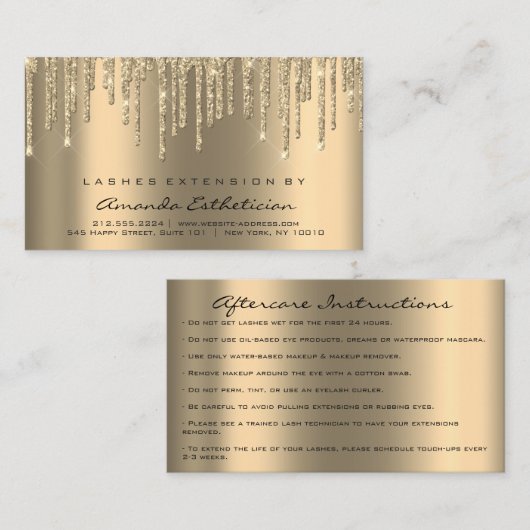 アフターケアの指示Lash Extension Sparkl Drips 名刺 (正面/裏面)