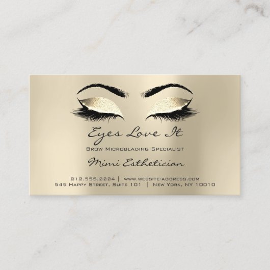 アフターケアの指示Lashes Champaigne金ゴールド 名刺 (正面)
