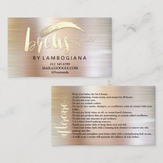 アフターケアブローズバラ金ゴールドロゴマイクロブレイディングブシン 名刺 (正面/裏面)